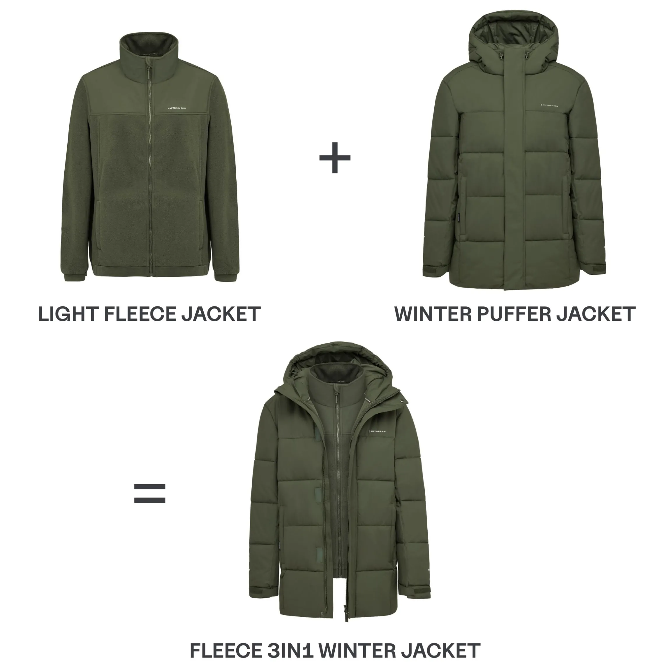 Fleece 3in1 Winter Jacket Olive