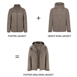 Puffer 3in1 Rain Jacket Taupe