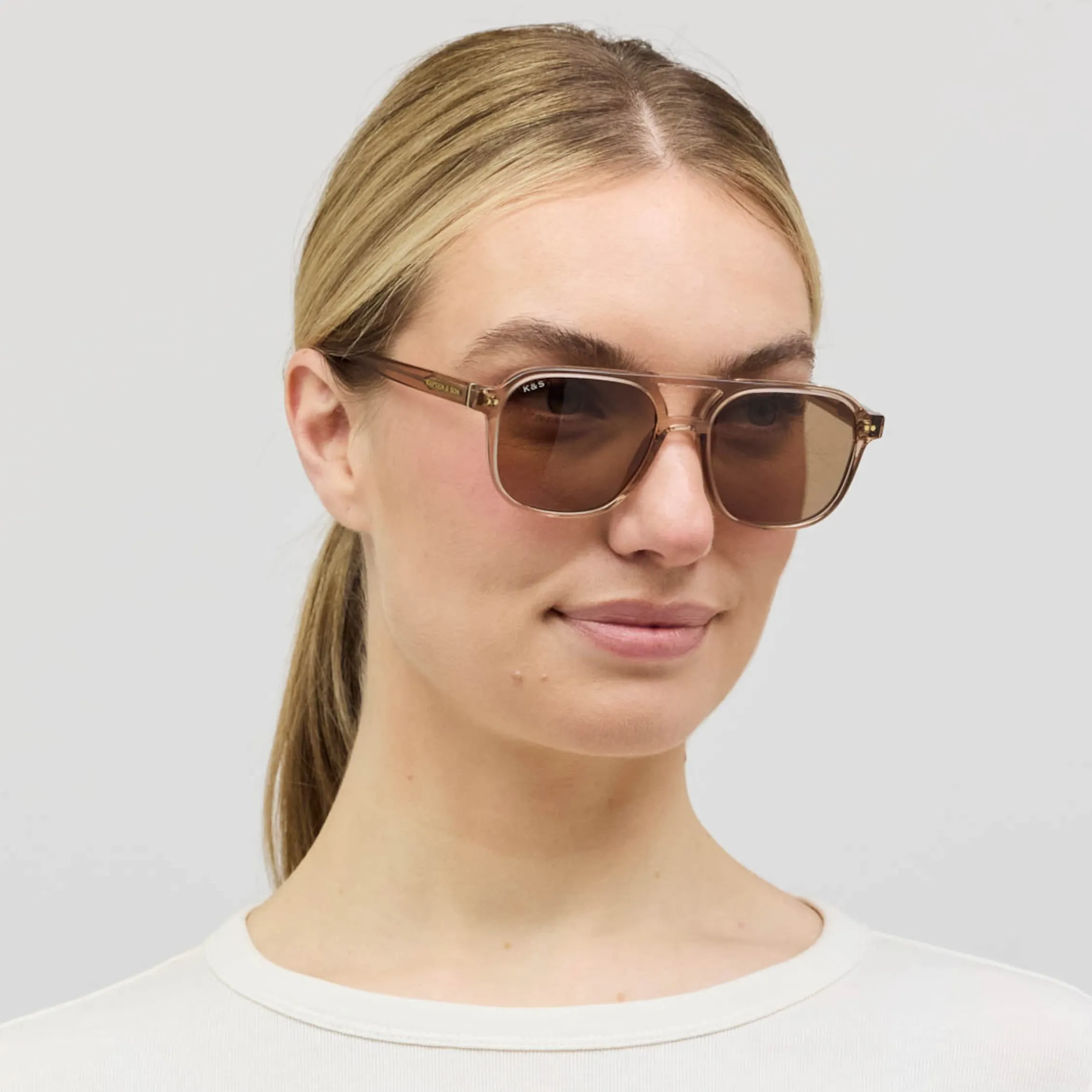 Zurich Oversize Small Transparent Hazel Light Brown
